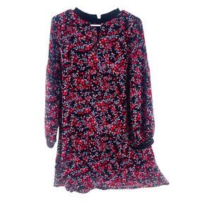 LOFT Women's Floral Long Sleeve Dress Size L Black & Red Polyester